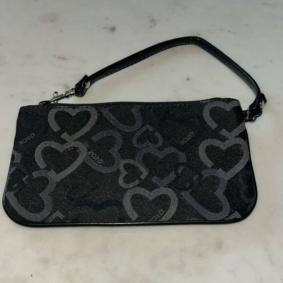 XOXO black gray heart fabric  wristlet - Picture 2 of 5